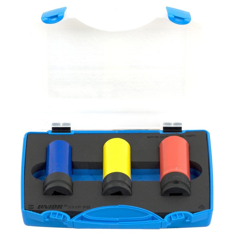 231/4PPB-Juego de vasos de 1/2" de impacto con capa de plástico, para llantas ALU, en caja de plástico-17 - 21/3
