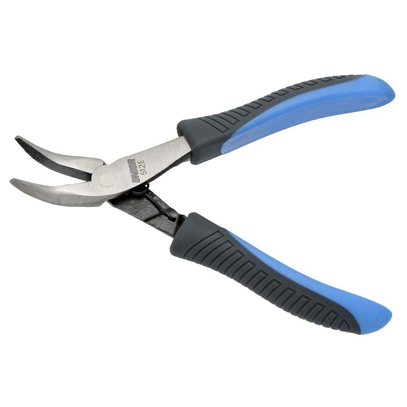 512/4E-Alicate con puntas semirredondas, boca curva con corte y grip-140